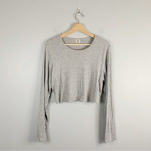 Aritzia Sunday Best Bliss Cropped Long Sleeve Ribbed Soft Heathered Grey XXL